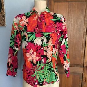 Tropical Floral Button Up Western Shirt